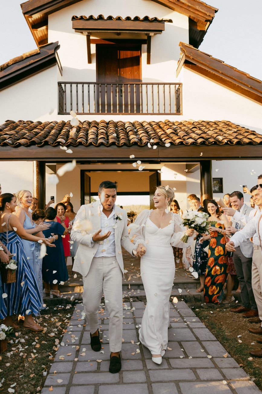 Colonial Style Wedding Ceremony at Hacienda Pinilla Chapel & Reception Gathering at the one and only Pangas Beach Club in Tamarindo